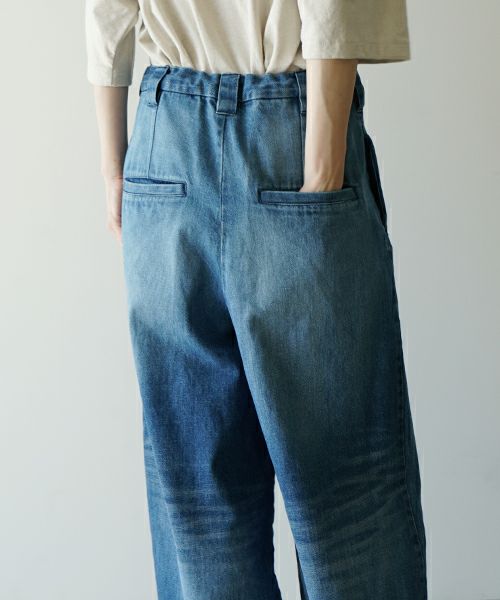 VU ヴウ vintage denim knee wide pants [VINTAGE BLUE] ヴィンテージ加工ニーワイドパンツ vu-s24-p06