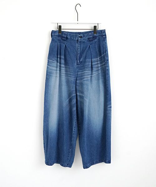 VU ヴウ vintage denim knee wide pants [VINTAGE BLUE] ヴィンテージ加工ニーワイドパンツ vu-s24-p06