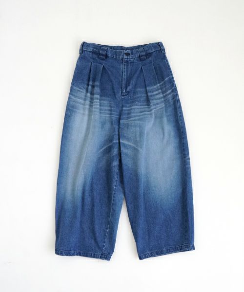 VU ヴウ vintage denim knee wide pants [VINTAGE BLUE] ヴィンテージ加工ニーワイドパンツ vu-s24-p06