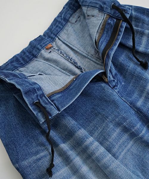 VU ヴウ vintage denim knee wide pants [VINTAGE BLUE] ヴィンテージ加工ニーワイドパンツ vu-s24-p06