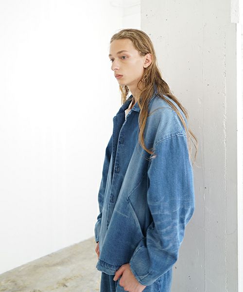 VU ヴウ vintage denim shirts collar bluson[VINTAGE BLUE] ヴィンテージスタンドカラーブルゾン vu-s24-b01