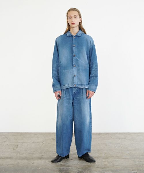 VU ヴウ vintage denim shirts collar bluson[VINTAGE BLUE] ヴィンテージスタンドカラーブルゾン vu-s24-b01