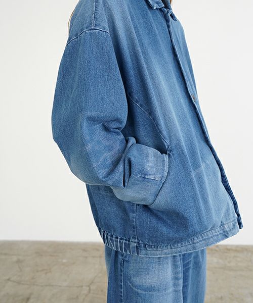VU ヴウ vintage denim shirts collar bluson[VINTAGE BLUE] ヴィンテージスタンドカラーブルゾン vu-s24-b01