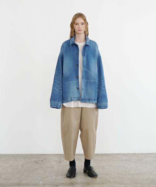 VU ヴウ vintage denim shirts collar bluson[VINTAGE BLUE] ヴィンテージスタンドカラーブルゾン vu-s24-b01