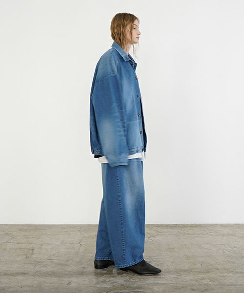 VU ヴウ vintage denim shirts collar bluson[VINTAGE BLUE] ヴィンテージスタンドカラーブルゾン vu-s24-b01