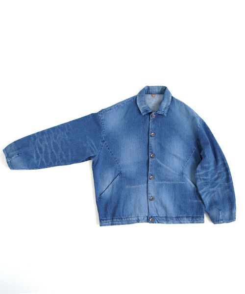 VU ヴウ vintage denim shirts collar bluson[VINTAGE BLUE] ヴィンテージスタンドカラーブルゾン vu-s24-b01