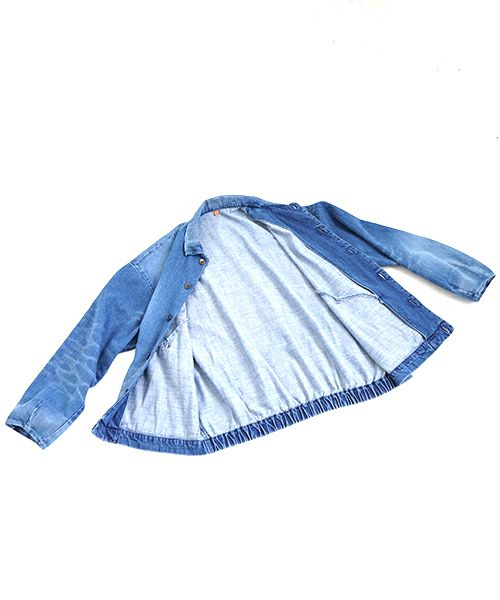 VU ヴウ vintage denim shirts collar bluson[VINTAGE BLUE] ヴィンテージスタンドカラーブルゾン vu-s24-b01