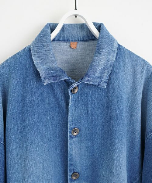 VU ヴウ vintage denim shirts collar bluson[VINTAGE BLUE] ヴィンテージスタンドカラーブルゾン vu-s24-b01