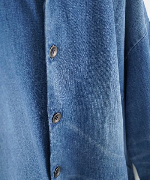 VU ヴウ vintage denim shirts collar bluson[VINTAGE BLUE] ヴィンテージスタンドカラーブルゾン vu-s24-b01