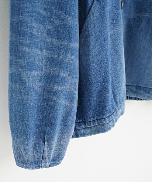 VU ヴウ vintage denim shirts collar bluson[VINTAGE BLUE] ヴィンテージスタンドカラーブルゾン vu-s24-b01