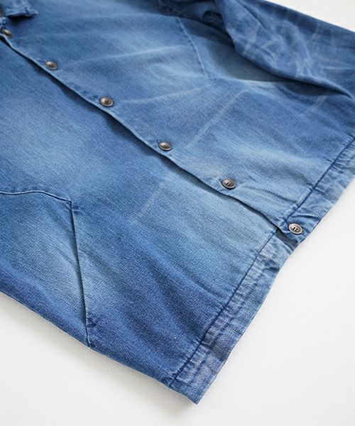 VU ヴウ vintage denim shirts collar bluson[VINTAGE BLUE] ヴィンテージスタンドカラーブルゾン vu-s24-b01