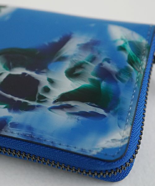 macromauro マクロマウロ, paint wallet O [BLUE] palm maison only, ジップペイントウォレット (財布）