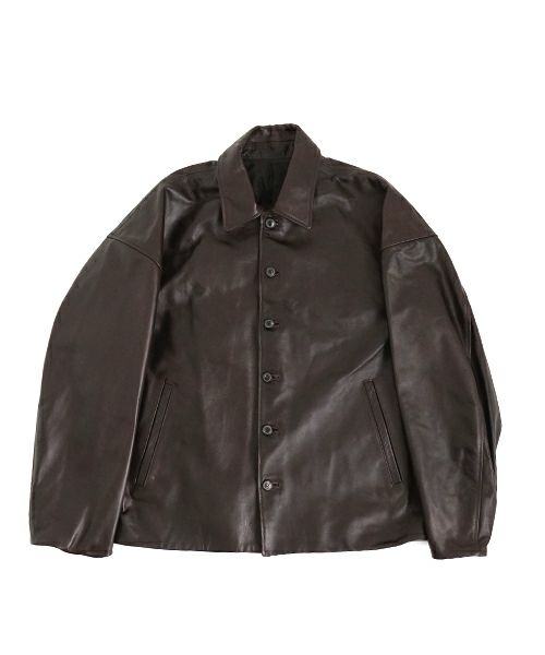 YOKO SAKAMOTO ヨーコサカモト LEATHER COACHES JACKET /レザーコーチジャケット[BROWN] YS-24SS-01