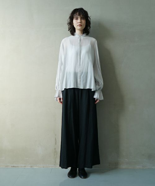 suzuki takayuki スズキタカユキ bishop-sleeve blouse [S-241-07/ice grey] ビショップ・スリーブ ブラウス
