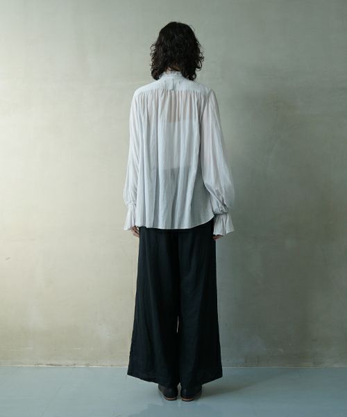 suzuki takayuki スズキタカユキ bishop-sleeve blouse [S-241-07/ice grey] ビショップ・スリーブ ブラウス