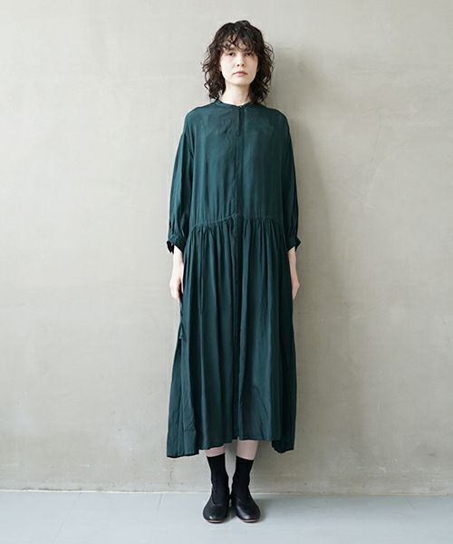 suzuki takayuki スズキタカユキ doropped-torso dress [S241-24/deep fir green] ドロップトルソードレス