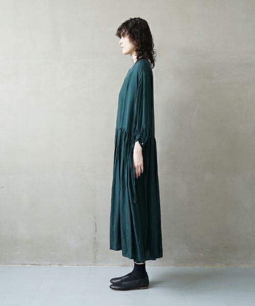 suzuki takayuki スズキタカユキ doropped-torso dress [S241-24/deep fir green] ドロップトルソードレス