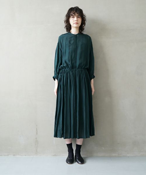 suzuki takayuki スズキタカユキ doropped-torso dress [S241-24/deep fir green] ドロップトルソードレス