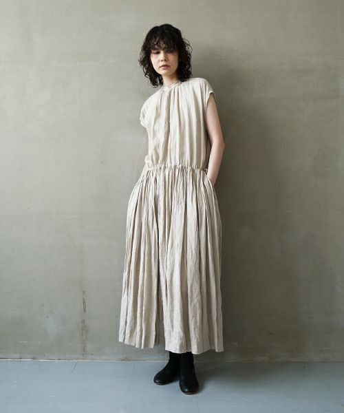 suzuki takayuki スズキタカユキ french-sleeve dress [S241-31/beige] フレンチスリーブ ドレス