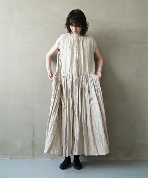 suzuki takayuki スズキタカユキ french-sleeve dress [S241-31/beige] フレンチスリーブ ドレス