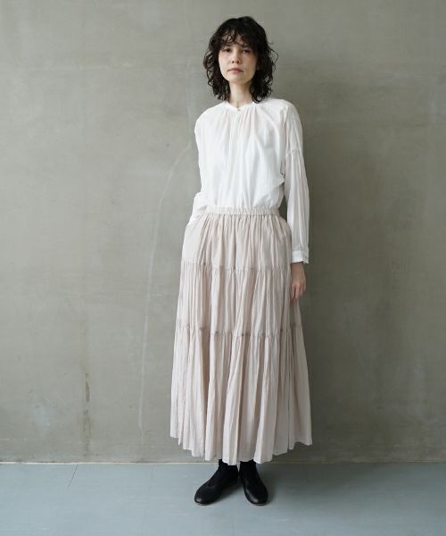 suzuki takayuki スズキタカユキ tiered skirt [S241-41/ice grey 