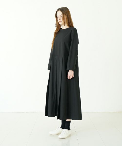 Mochi モチ tuck dress (giza×supima) [ms24-op-01/black] タックドレス(ギザ×スーピマ）