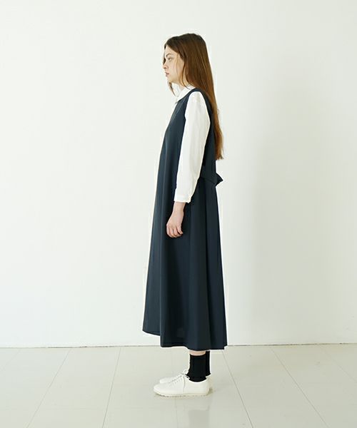 Mochi モチ no sleeve tuck dress [ms24-op-02/deep blue] ノースリーブタックドレス