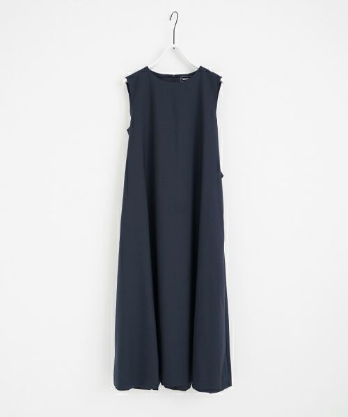 Mochi モチ no sleeve tuck dress [ms24-op-02/deep blue] ノースリーブタックドレス
