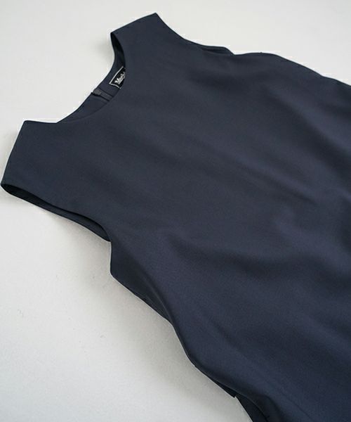 Mochi モチ no sleeve tuck dress [ms24-op-02/deep blue] ノースリーブタックドレス