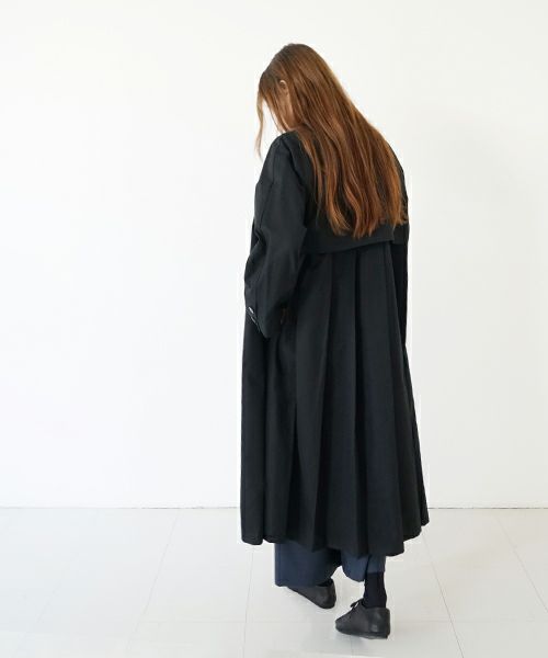 Mochi モチ tuck trench coat [ms24-co-01/black] タックトレンチコート