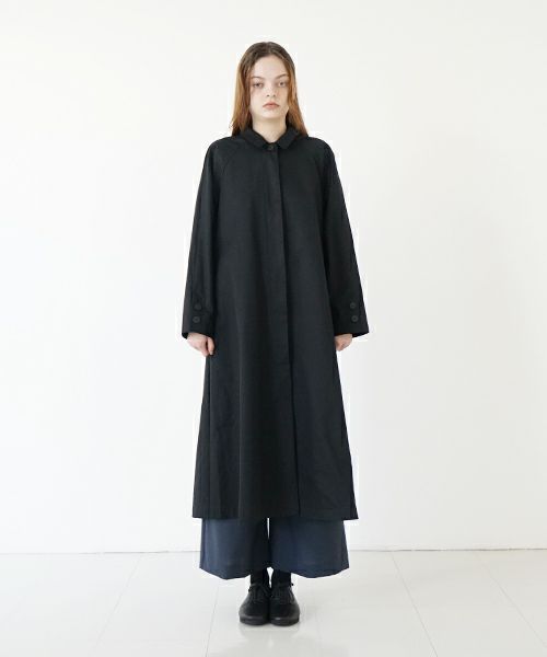 Mochi モチ tuck trench coat [ms24-co-01/black] タックトレンチコート