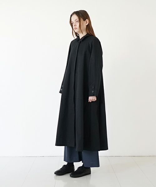 Mochi モチ tuck trench coat [ms24-co-01/black] タックトレンチコート