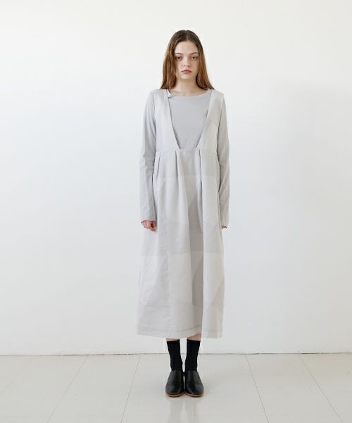 Mochi モチ geometric jumper tuck skirt [ms23-op-03/ash×gray] 幾何学柄ジャンプタックスカート