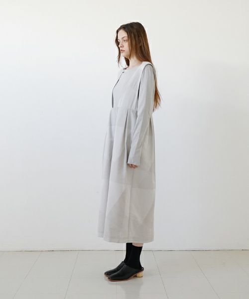 Mochi モチ geometric jumper tuck skirt [ms23-op-03/ash×gray] 幾何学柄ジャンプタックスカート