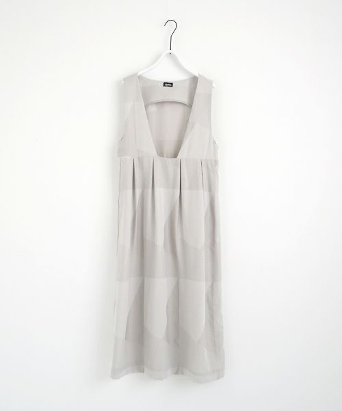 Mochi モチ geometric jumper tuck skirt [ms23-op-03/ash×gray] 幾何学柄ジャンプタックスカート