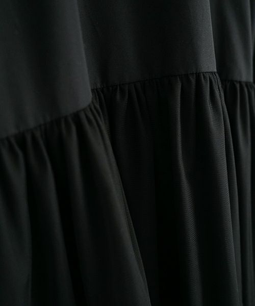 Mochi モチ tulle shirts dress[ms24-op-04/black] チュールシャツドレス
