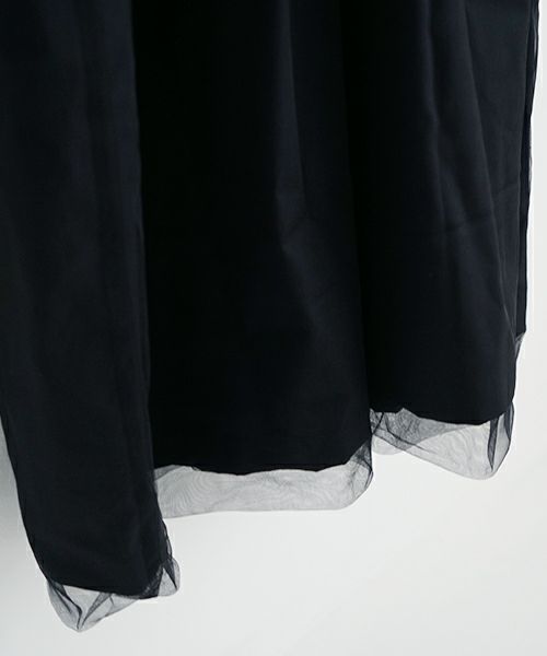 Mochi モチ tulle shirts dress[ms24-op-04/black] チュールシャツドレス