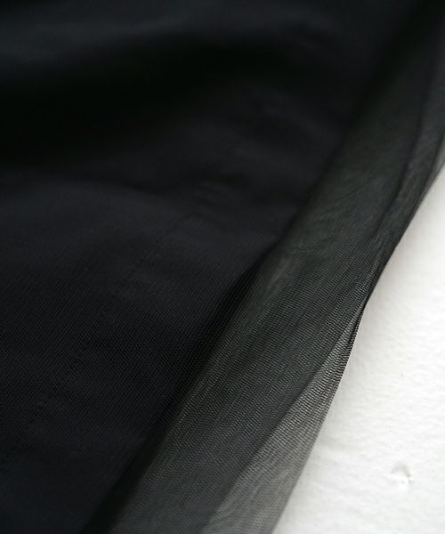 Mochi モチ tulle shirts dress[ms24-op-04/black] チュールシャツドレス