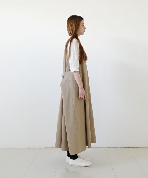 Mochi モチ v-neck belt dress [ms22-op-02/beige]] Vネックベルトドレス