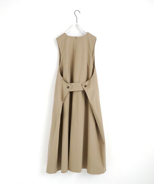 Mochi モチ v-neck belt dress [ms22-op-02/beige]] Vネックベルトドレス