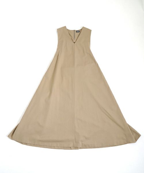 Mochi モチ v-neck belt dress [ms22-op-02/beige]] Vネックベルトドレス