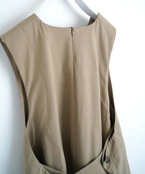 Mochi モチ v-neck belt dress [ms22-op-02/beige]] Vネックベルトドレス
