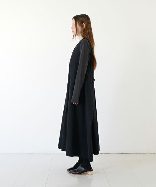 Mochi モチ v-neck belt dress [ms22-op-02/black] Vネックベルトドレス