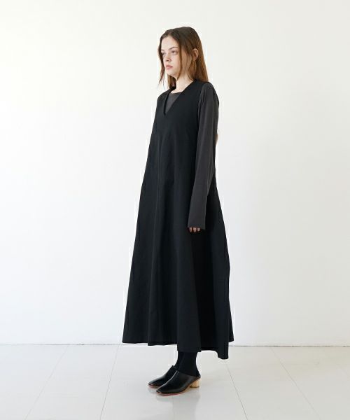Mochi モチ v-neck belt dress [ms22-op-02/black] Vネックベルトドレス