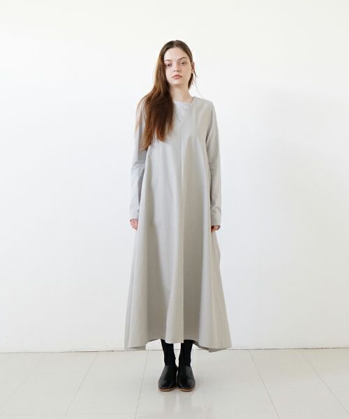 Mochi モチ v-neck belt dress [ms22-op-02/chalk] Vネックベルトドレス