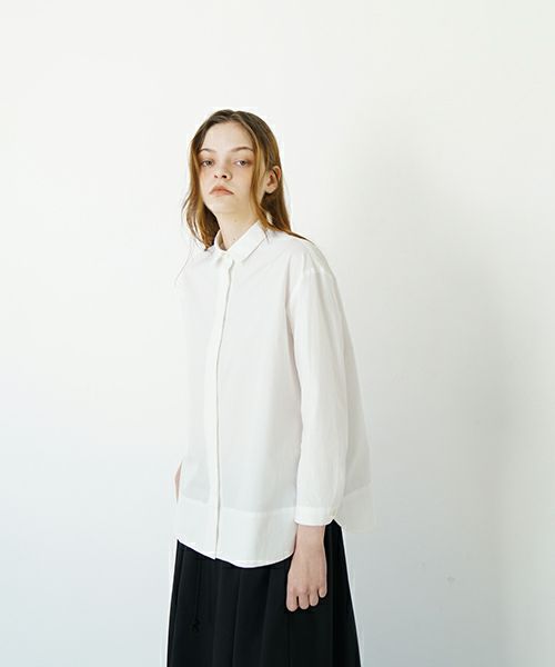 Mochi モチ tulle collar shirt [ms24-sh-01/off white] チュールカラーシャツ