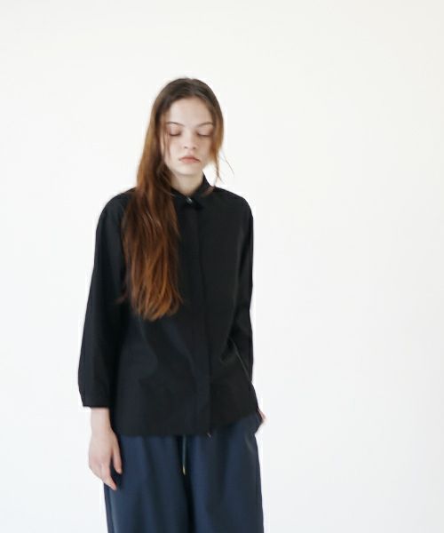 Mochi モチ tulle collar shirt [ms24-sh-01/black] チュールカラーシャツ