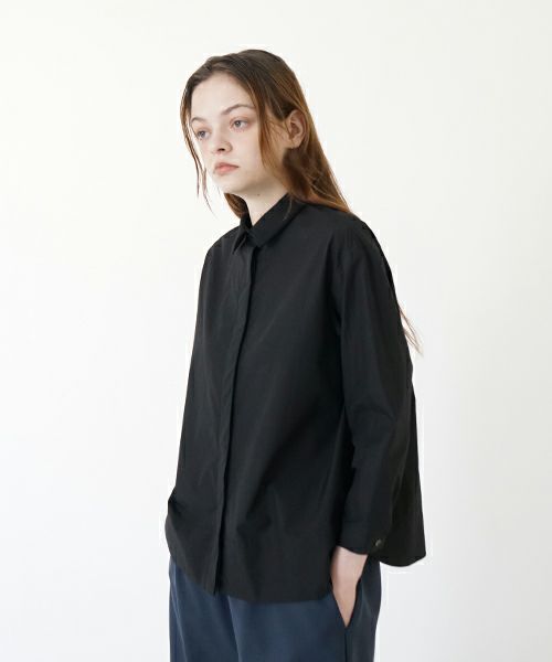 Mochi モチ tulle collar shirt [ms24-sh-01/black] チュールカラーシャツ