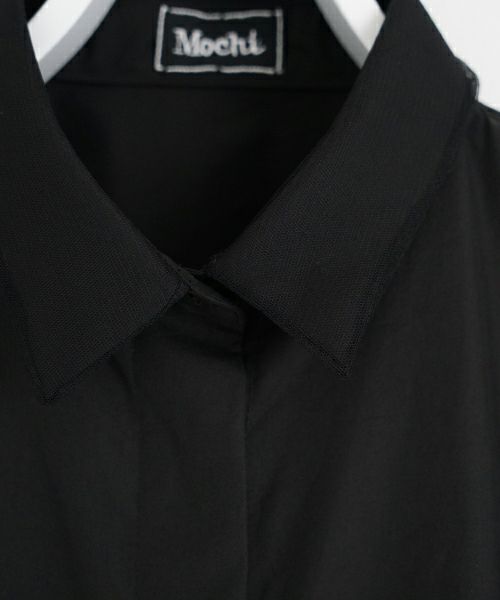 Mochi モチ tulle collar shirt [ms24-sh-01/black] チュールカラーシャツ