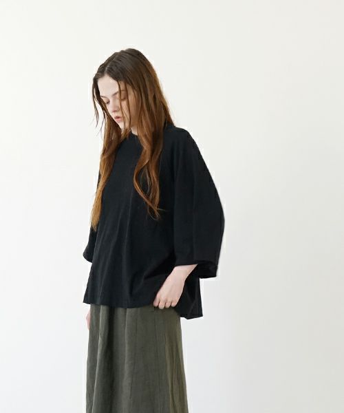 Mochi モチ tuck t-shirt [ms22-to-02/black] タックTシャツ